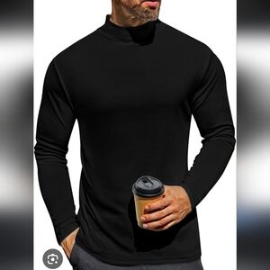Ekouaer Men's Mpck Turtleneck Black Shirt Sz L NWT Fleece Feel